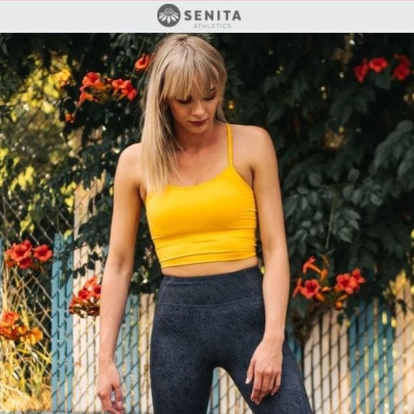 Senita Athletics Tops - Yellow Ava Crop Top Senita Athletics